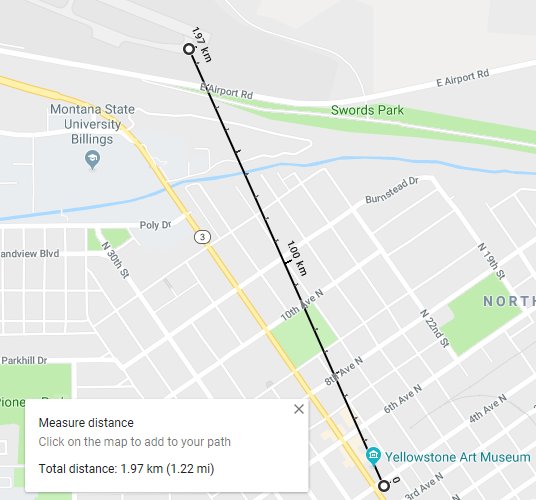 map of Billings with measurement